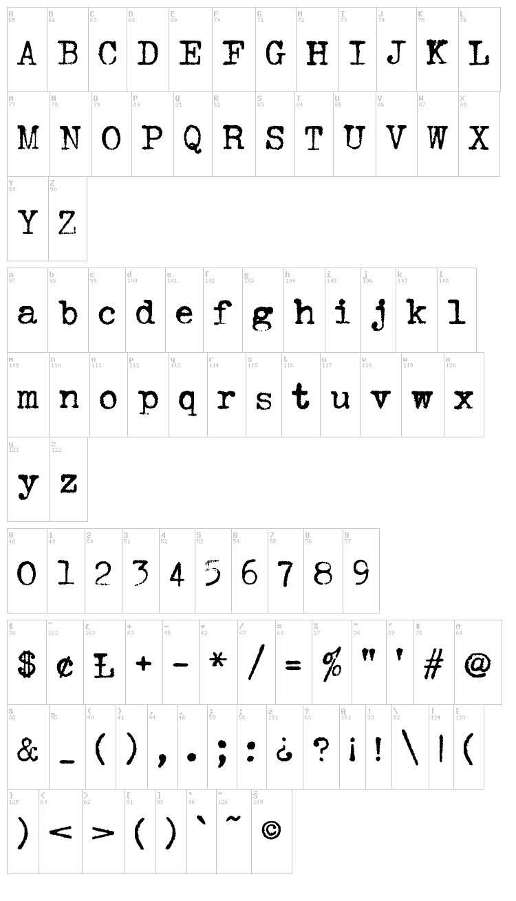 Hermes 1943 font map